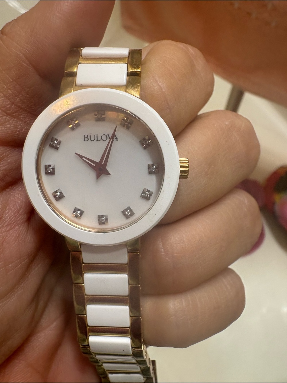 Bulova Rose Gold & White Ceramic Ladies Watch with MOP Dial - Picture 2 of 5